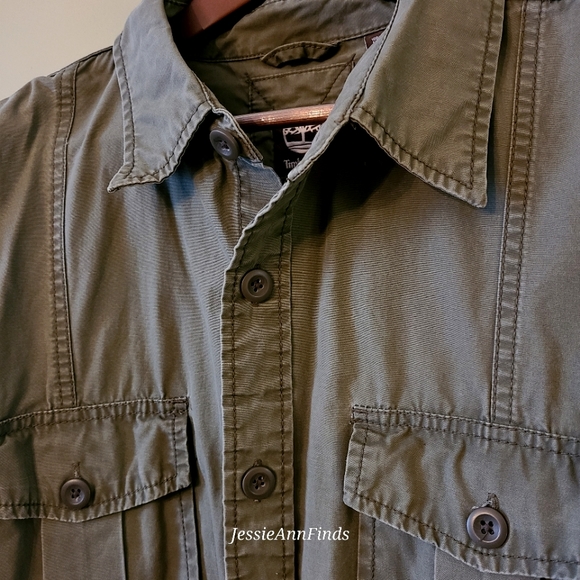 Timberland Green Button Down Shirt Jacket Shacket Men's Size XXL - Picture 2 of 14